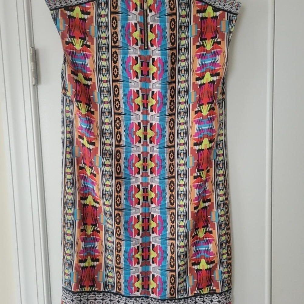 Laundry by Design Multi-Color Geometric Tunic Dress Size 6 | Boho Tribal Shift - Picture 4 of 8